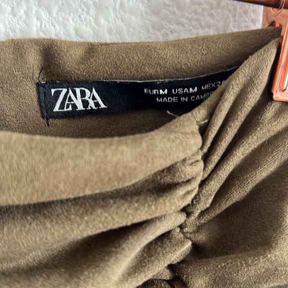 Zara Suede-Like Midi Skirt High Slit Medium - Picture 7 of 8